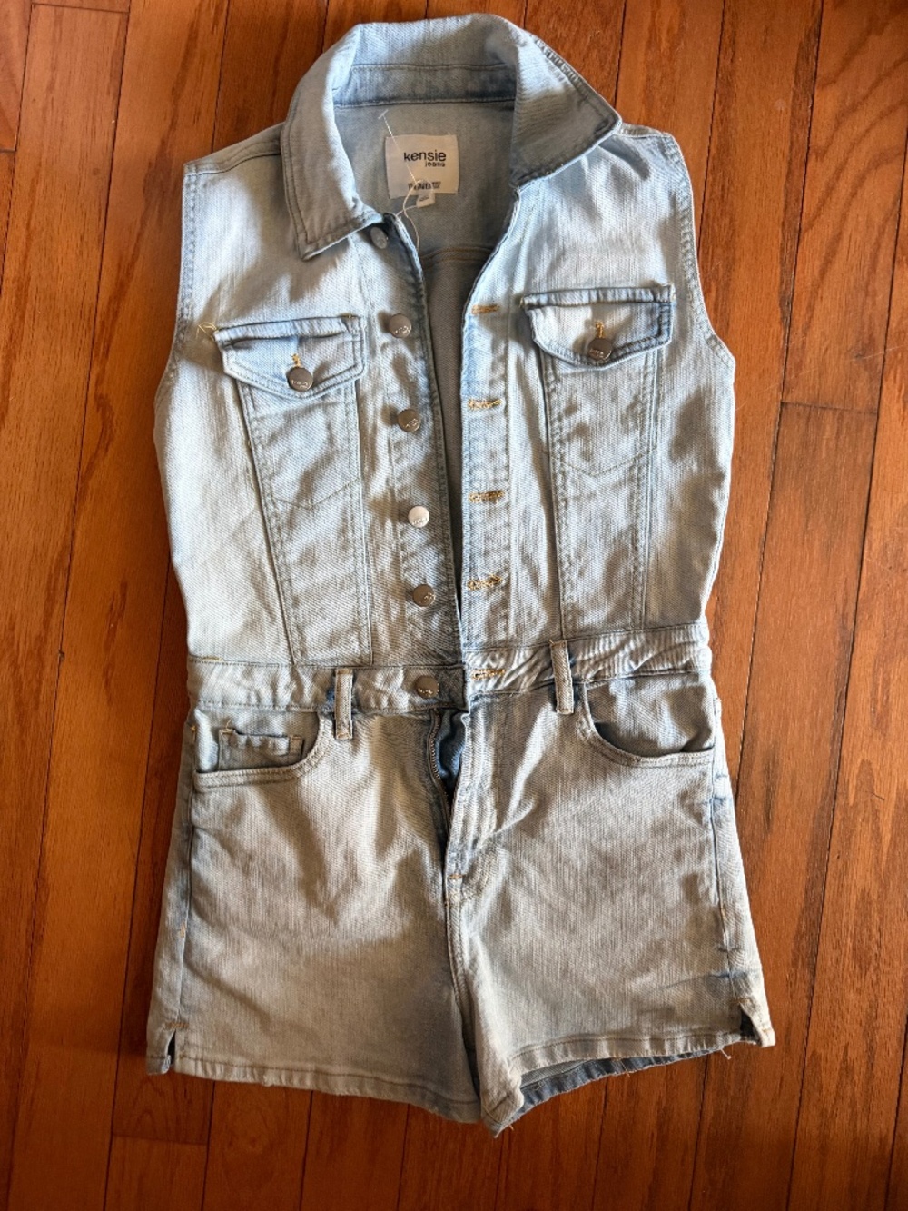 Kensie Light Wash Denim Sleeveless Romper